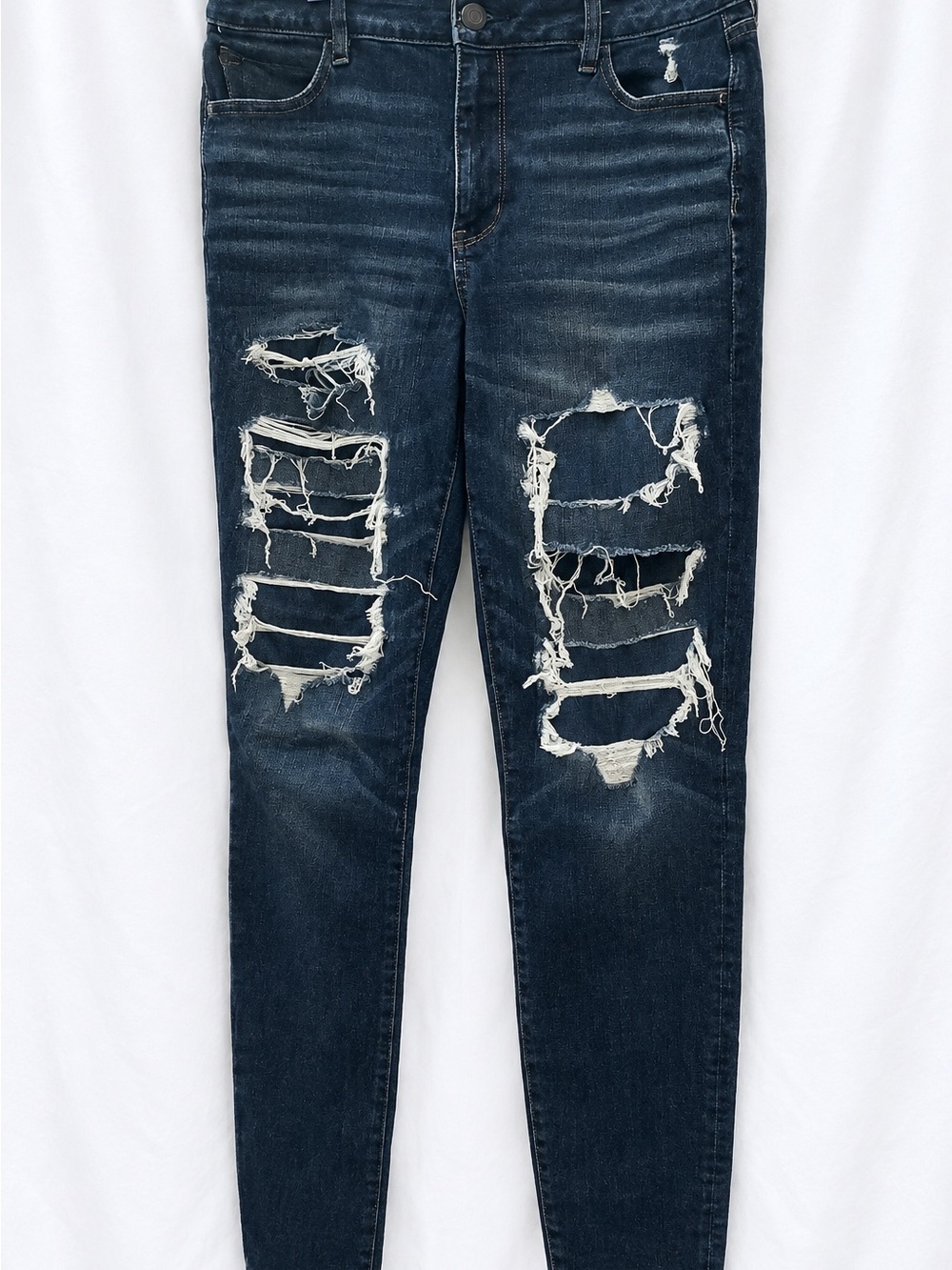 American Eagle Outfitters Women's Dark Indigo Distressed Skinny Jeans